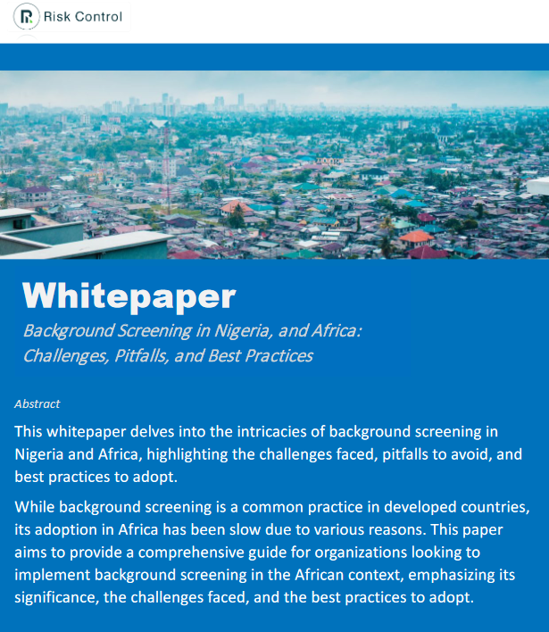 Whitepaper On Background Screening In Nigeria, And Africa